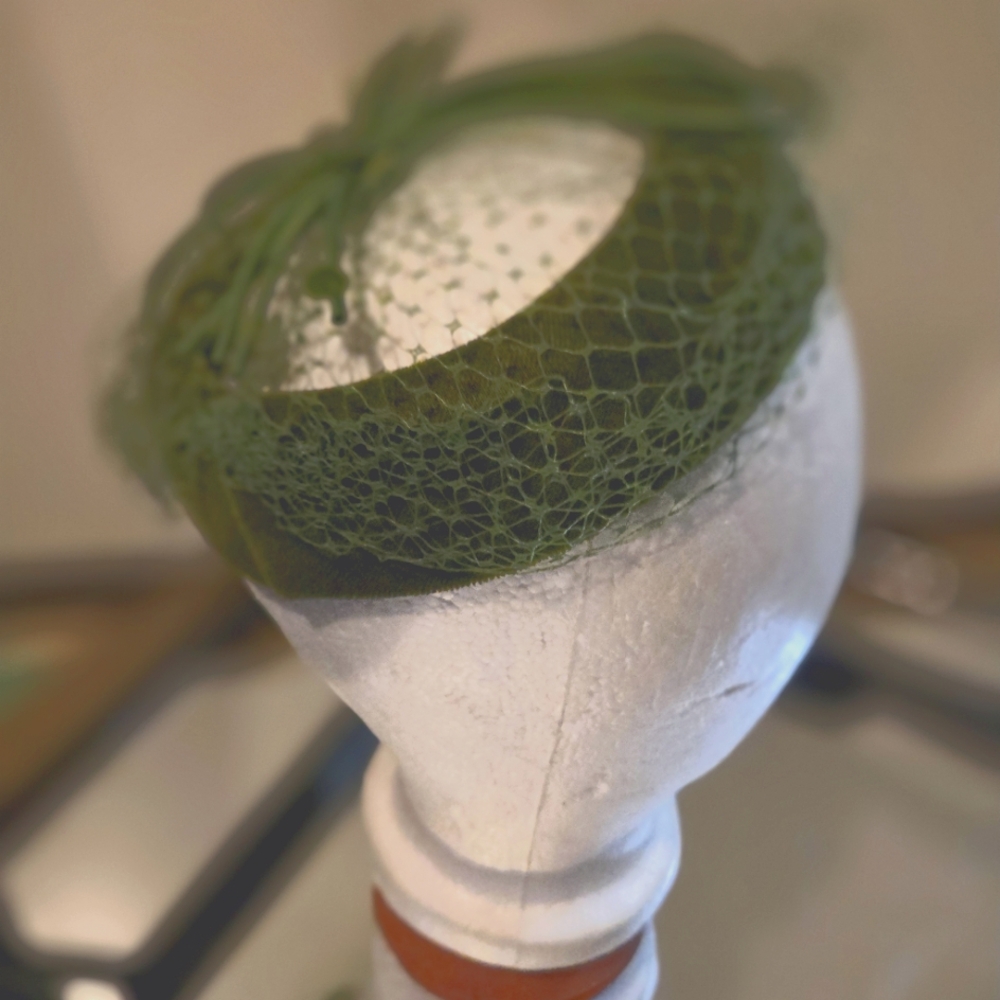 Vintage Green Fascinator with Netting
